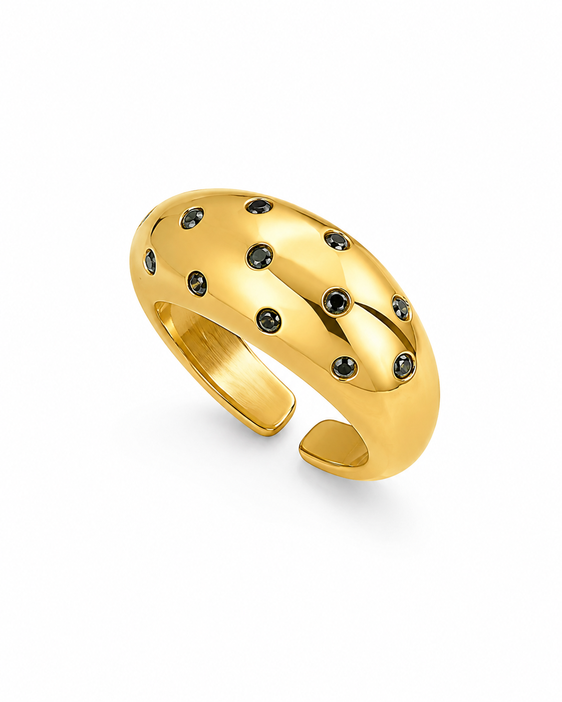 Gold Plated Green Strass Ring